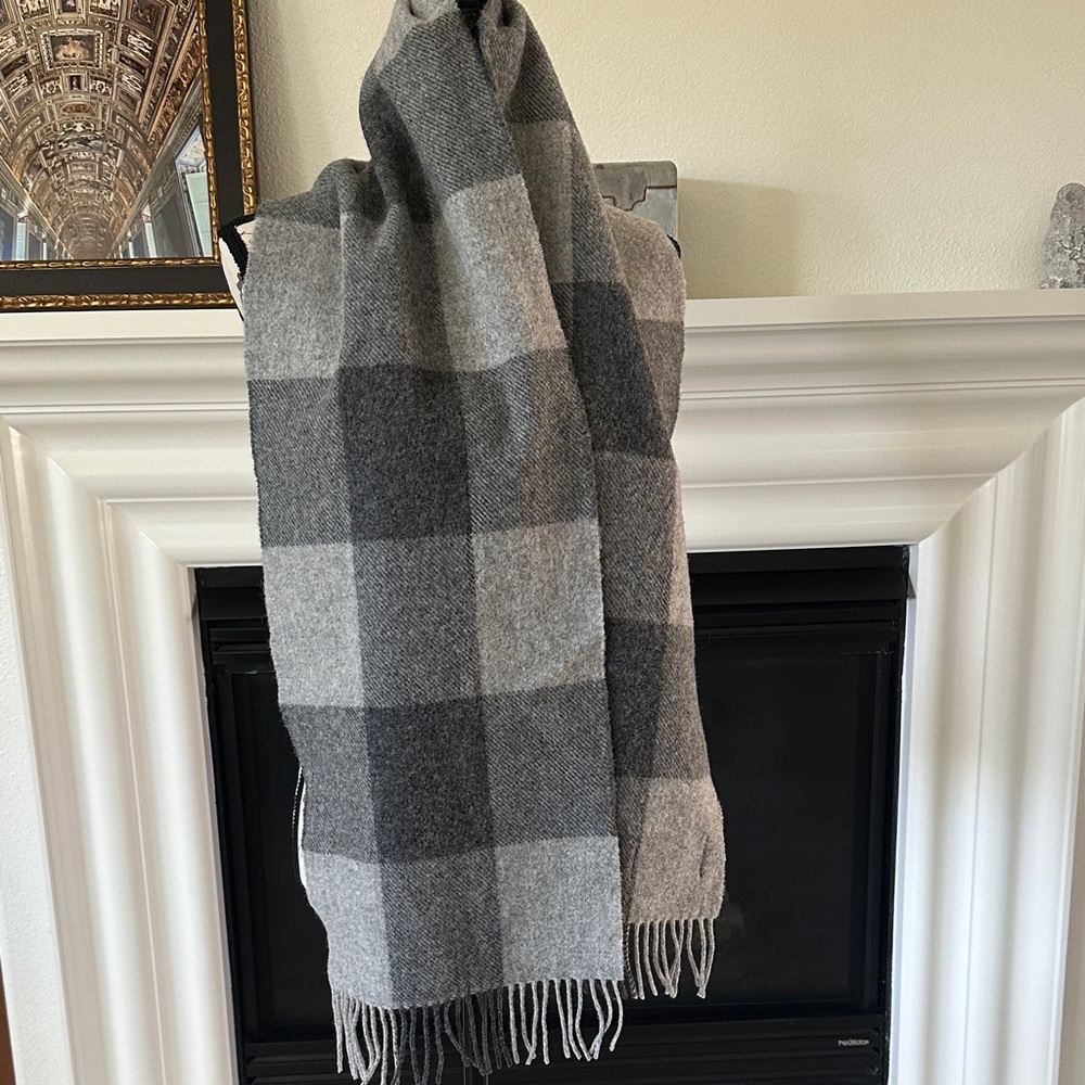 L.L. Bean Gray Wool Scarf with Fringe
